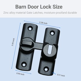 Upgraded Barn Door Lock - 90/180 Degree Flip Door Latch, Protecting Safety Sliding Gate Latches for Barn, Garden, Bathroom, Cabinet, Window, Sliding Door