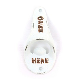 BarnwoodUSA | Wall Mounted Bottle Opener Rustic Farmhouse Cast Iron | Distressed White | 4" L