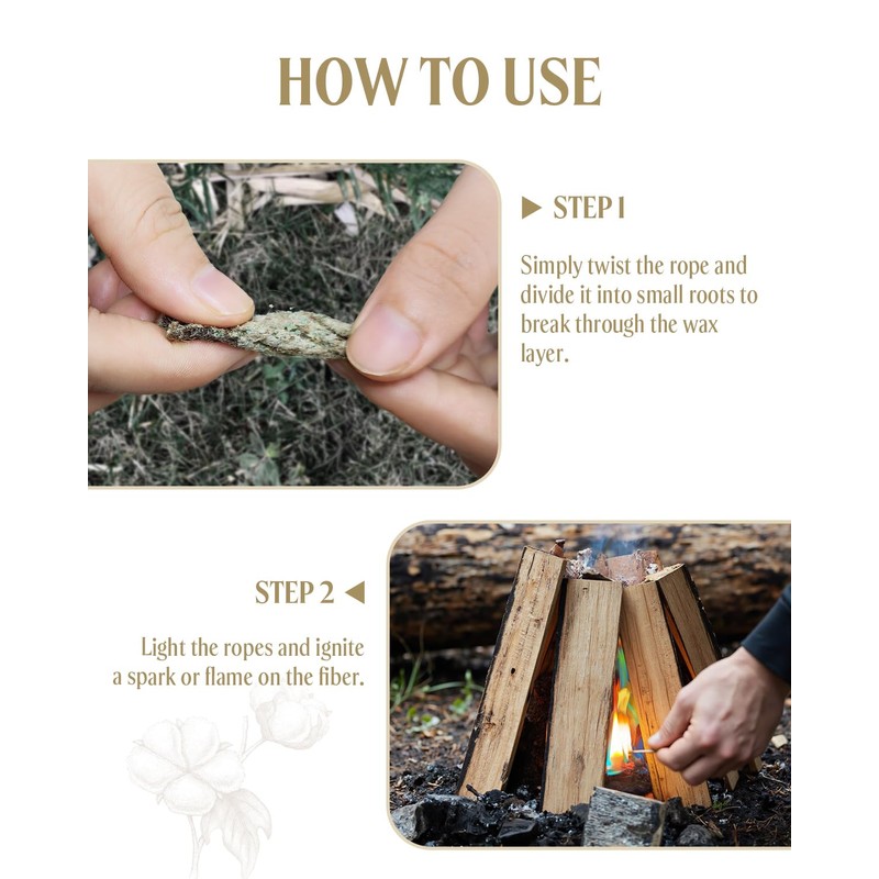 AWEASROY Fire Rope Blue Flame(30-Pack) Windproof Fire Starter, Long-Lasting, Bright