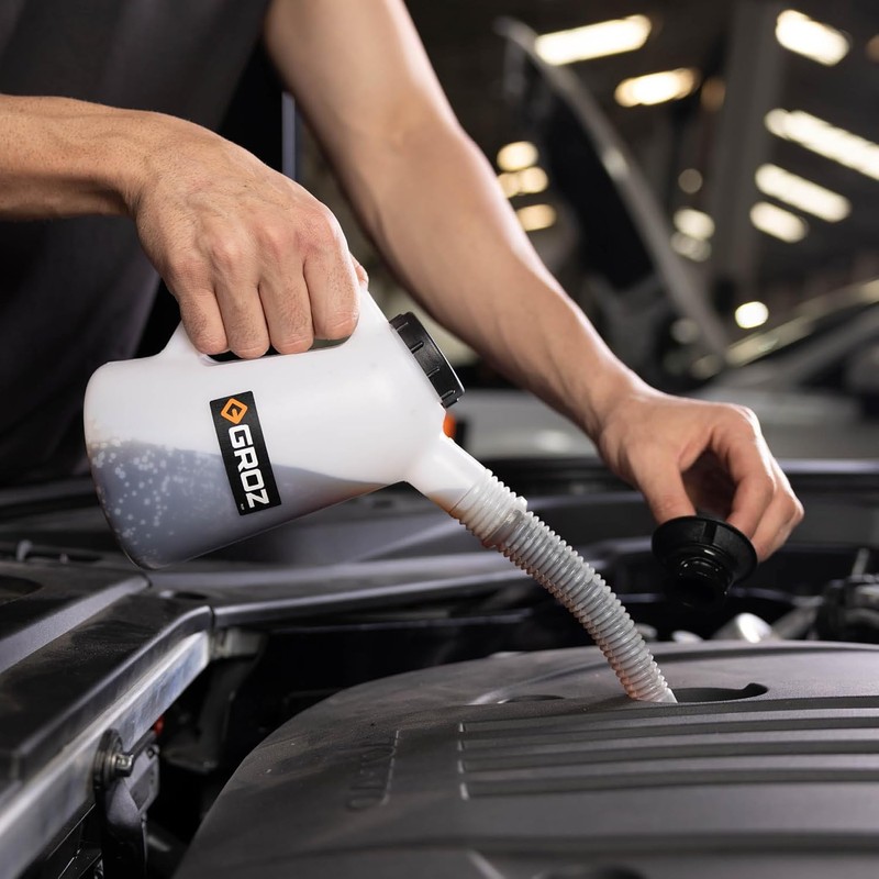 Groz 8-Liter High Density Graduated Measuring Container | Flexible Spout