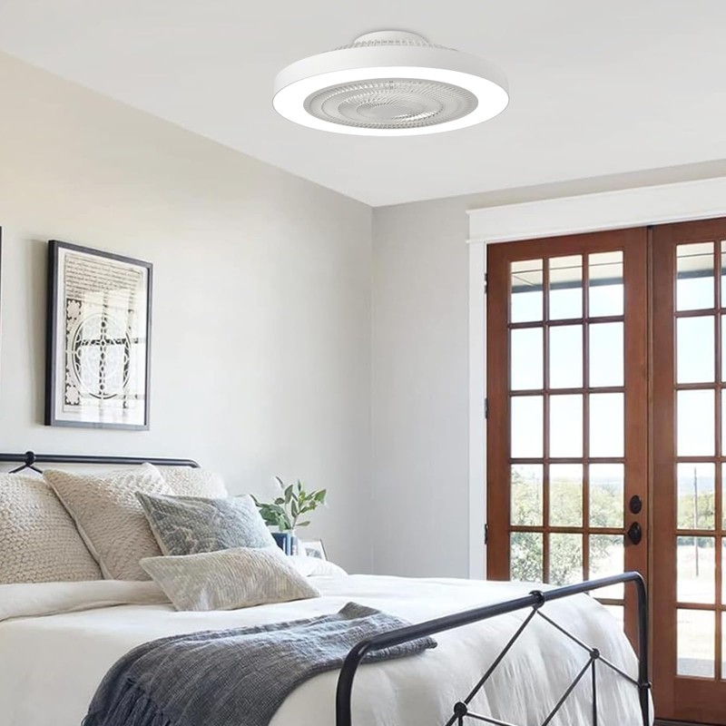 Depuley Modern Ceiling Fan with Light: 19" Bladeless Flush Mount