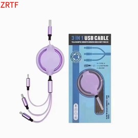 ZRTF The 3 1 mobile phone fasting charging cable allows for free switching of interfaces, and it's extremely convenient to charge multiple devices simultaneously - Color: Black