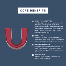 Goon Guard - Protector bucal de hockey sin tirantes - Protector bucal de hockey para adultos y aparatos ortopédicos: 2 veces la absorción de impactos, fabricado en los Estados Unidos, funda incluida (disco negro y oro amarillo)