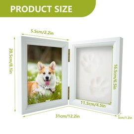 meleg otthon Dog or Cat Paw Print Keepsake Kit, Pet DIY Clay Photo Frame,Dog Memorials and Funerary (Weiß)