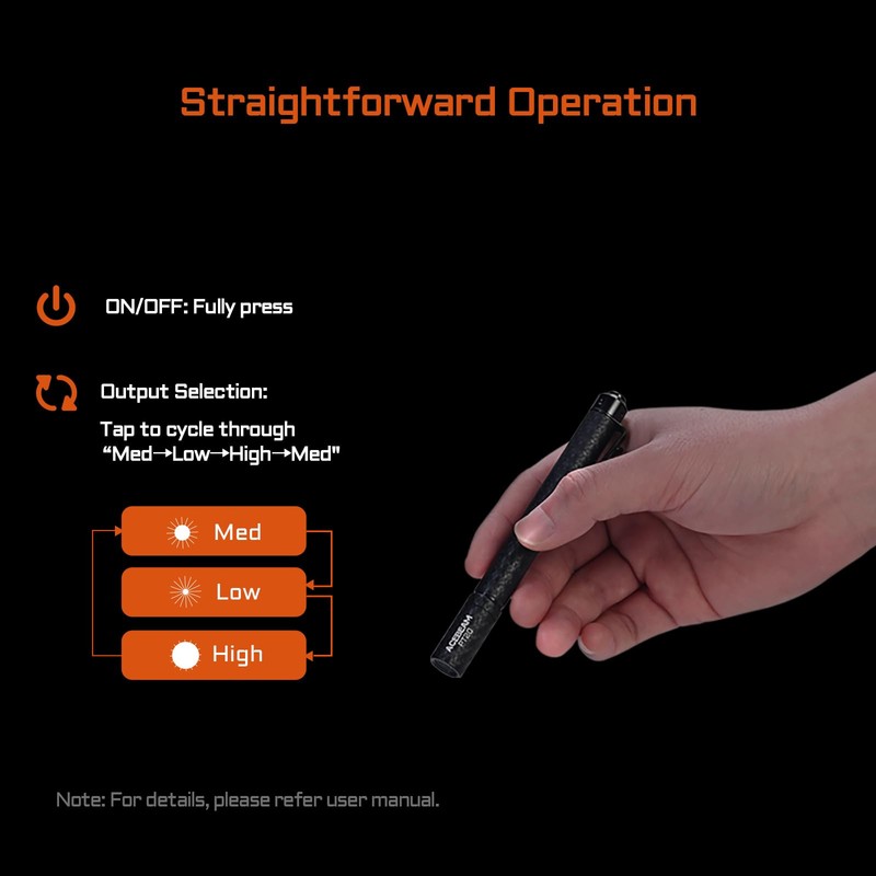 ACEBEAM PT20 2 AAA EDC Flashlight Rechargeable, 500 High Lumens
