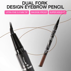 Boobeen Curved Eyebrow Pencil, 2-in-1 Augenbrauenstifte mit gebogener Spitze und präziser Bürstenspitze, wasserfest, für natürliche, haarähnliche Augenbrauen