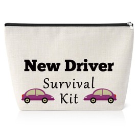 New Driver Gifts for Teen Girls Makeup Bag Inspirational Congratulation Gifts for Daughter Niece Graduation Gift Driving License Gift for Women Best Friend Driving Test Passer Travel Cosmetic Pouch