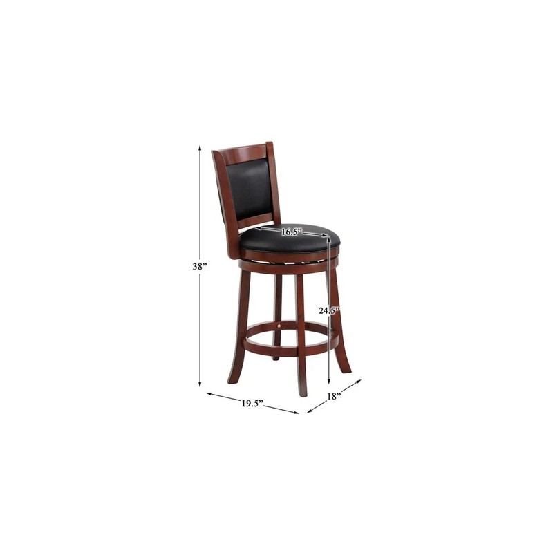Pemberly Row Faux Leather Swivel Counter Stool in Dark Cherry