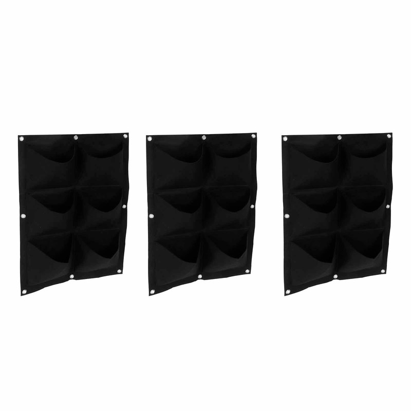 3Pcs 6 Pocket Plant Growing Bag Degradable Wall Hanging Felt