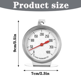Oven Thermometer, Oven Thermometer for Oven, Measuring Range 0 ~ 400 °C, Stainless Steel Oven Thermometer, Indoor Oven Thermometer for Large Dial for Baking, Cooking
