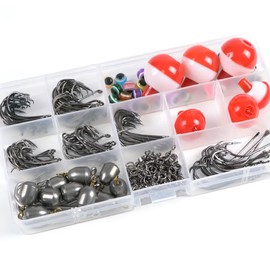 Bobbers Sinkers Freshwater Fishing Set 196 Pieces Catfish Gear Tackle Box Including Fishing Hooks Bobber Floats Sinker Weights Starter Fishing Accessories Fishing Equipment