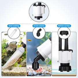 AQQA Fish Tank Cleaner,8-in-1 Electric Aquarium Gravel Vacuum,Clean Sewage+Wash Gravel Sand+Suction Stool+Filter+Water Changer+Water+Water Circulation+Dissolved Oxygen for Turtle Fish Tank 30W/480GPH