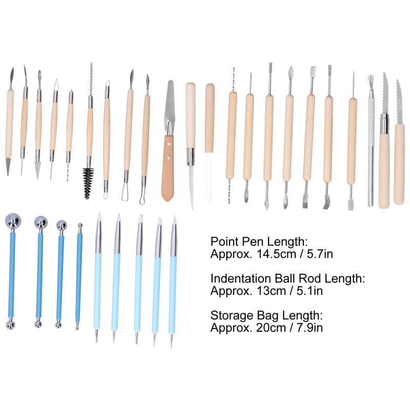 31Pcs Pottery Tools Set Soft Clay Sculpting Carving Trimming Knife