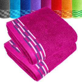Lashuma Luxury Quality Lugano Terry Towelling Hand Towels Set of 2 Purple 50 x 100 cm
