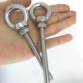 AIVOOF Stainless Steel Eye Bolts, 4 Pack M8 Shoulder Eye Bolt 3.15" Heavy Duty EyeBolts Screws in Eye Hooks with Washer and Nuts for Lifting Ring Eyebolt Thread Length 80mm