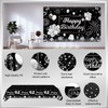 Miidenks 40th Birthday Decorations Set for Man Women,Black Silver Happy