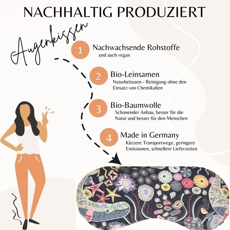 Organic Eye Pillow Lavender & Linseed "Underwater" for Relaxation, Cooling,