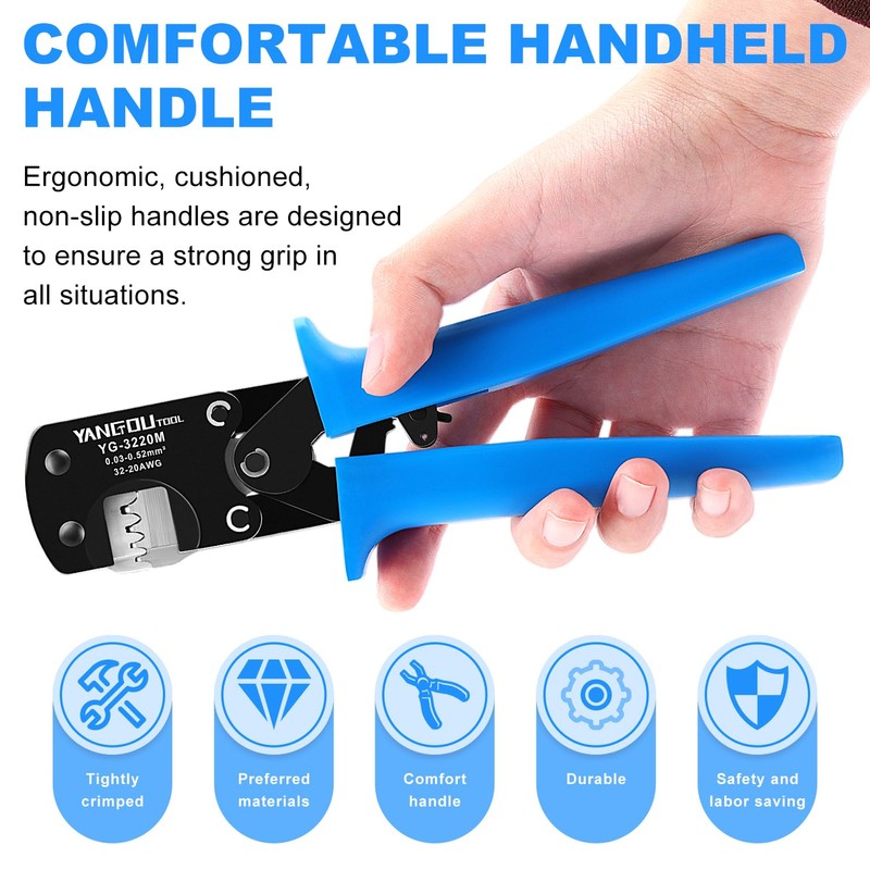 Yangoutool Micro Molex Crimper: 32-20AWG (0.03-0.52mm², 0.2-0.81mm), Compatible with Molex,