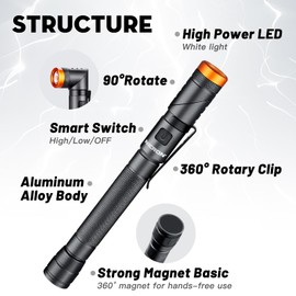 COSMOING Rechargeable Magnetic Flashlight 90 Degree
