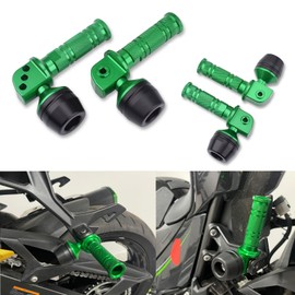LEDISHUN Tandem Step Slider for Kawasaki ZX-25R/SE ZX-4R/SE ZX-4RR Ninja 250 Ninja 400 Z250 Z400 Aluminum Left and Right Set (Green)