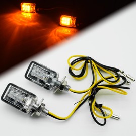 Aoboto Motorcycle Universal Mini Turn Signals Lights, Running Taillight, Side Marker LED, License Plate Light, Modified Decoration Motorbike Body Trims | Amber Lights Chromed Housing (Chrome/Silver)