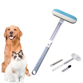 Jero. Ted Long Handle Pet Furs Cat Hairs Remover Carpet Rake Lint Brush Set, Indoor Bed Curtain Carpet Dog Hair Removal Broom 4 in 1 for Couch, 24.45" Washable Lint Cleaner for Dog & Cat Hair