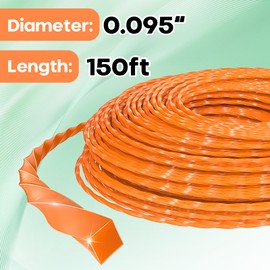 PLUSINTO String Trimmer Line .095", 150 Feet Weed Eater String, Twisted Trimmer Line for Universal Replacement, Orange Premium Nylon String Trimmer Line for Medium& Heavy Grass&Weeds