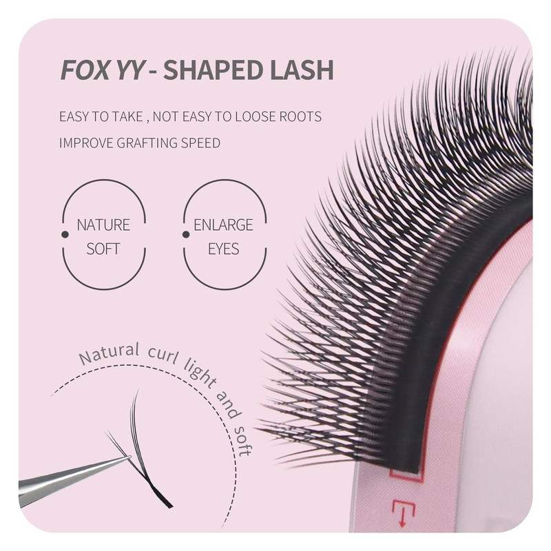 ANNAFRIS Eyelash Extensions, YY 0.07 C, 9-14 mm, Ready-to-Use Fan