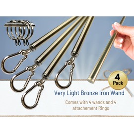 OooWow 36 inch (4 Pack) Light Bronze Iron Curtain Pull Wand - Drapery Pull Rod - Verstaile Curtain Wand - Metal Drapery Wand (36in AB 4pk)
