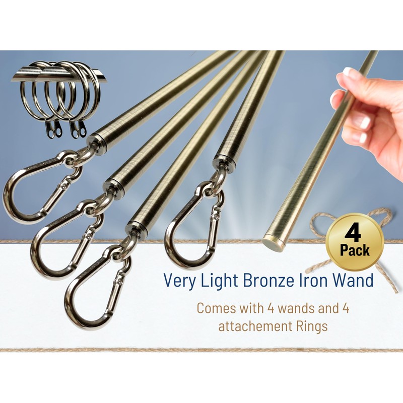 OooWow 36 inch (4 Pack) Light Bronze Iron Curtain Pull