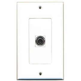 RiteAV - 1 3.5mm Audio-Headphone Jack Port Wall Plate Decorative - White