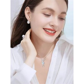 Dreuyet Charm Ballerina Dance Necklaces for Women Dainty Cubic Zirconia Rainbow Ballet Pendant Necklace Birthday Christmas Gifts (tow)