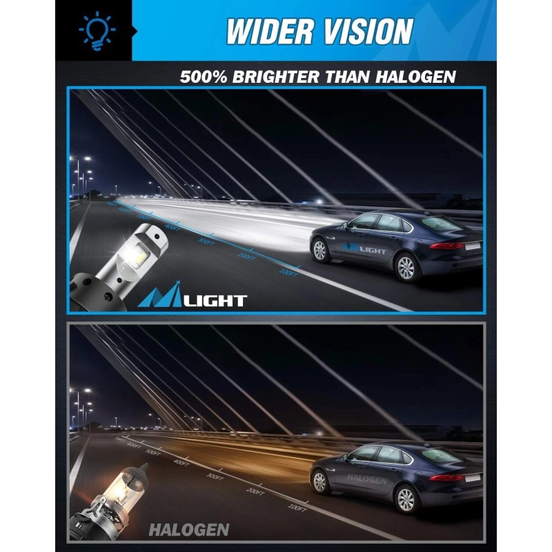 Nilight H13 LED Headlight Bulbs H13/9008 Hi/Lo Beam LED Headlight