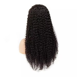 4x4 kinky curly HD lace front real hair wig, black women wig, human hair wig, women's real hair with baby hair, 180% density, natural black colour, for black women, 22 inches (56 cm)