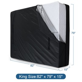 Mattress Bags for Moving and Storage, Heavy Duty King Mattress Bag with 4 Strong Handles, Waterproof Mattress Cover/Protector for Moving King Size, Reusable Thick Tarp, Black