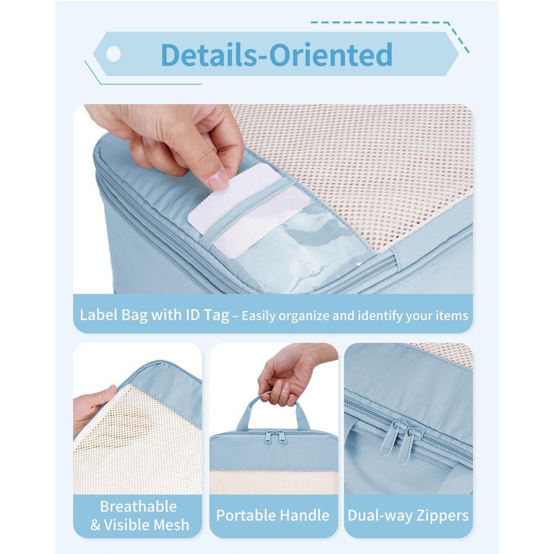 Narwey 5-Piece Set Compression Suitcase Organiser, Compression Packing Cubes Suitcase