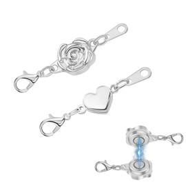 HSYTEK Pack of 2 Magnetic Clasp Chain, Magnetic Clasp, Stainless Steel Silver, Bracelet Clasp, Magnetic Clasp, Can Be Used for DIY Bracelet, Necklace, as a