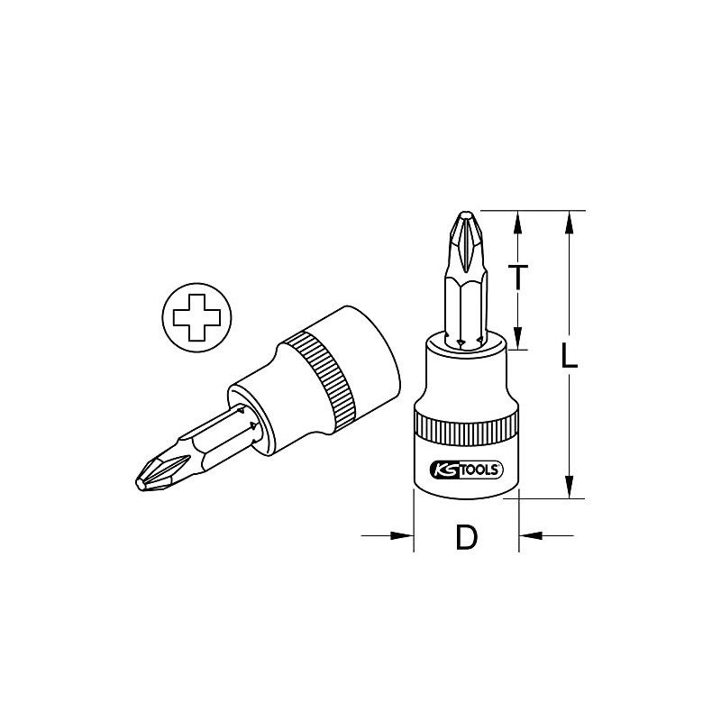 KS Tools 922.1469 Ultimate Phillips Screwdriver, 1/4-Inch 37 mm PH2