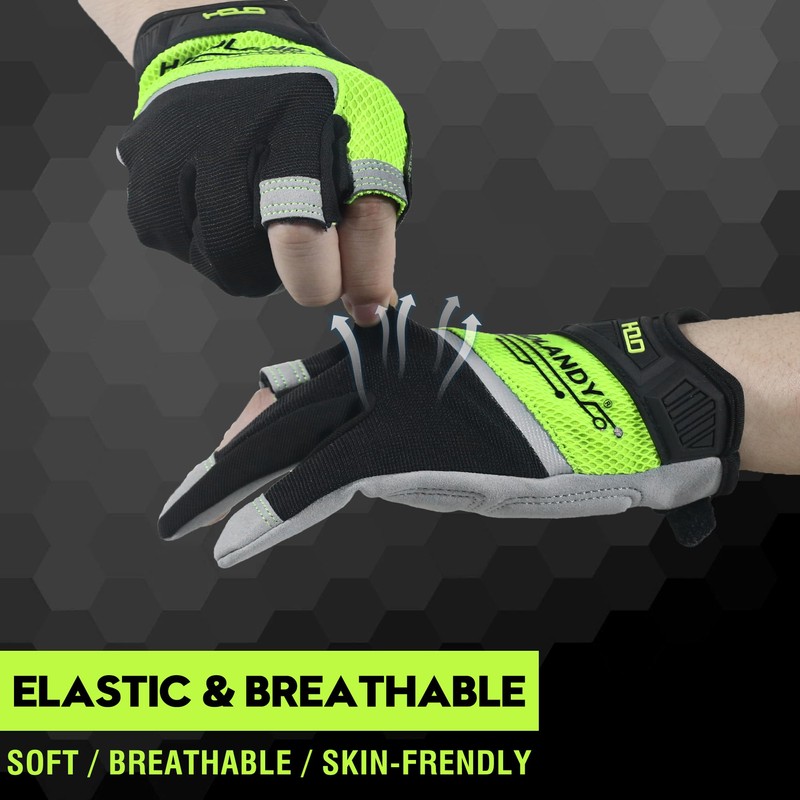 HLDD HANDLANDY Work Gloves Men - 3 Fingerless Work Gloves