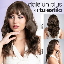GAIBMAX - Pelucas Para Mujer, Peluca Longitud Media Con Fleco Aspecto Natural, Fibras Sintéticas Alta Calidad, Ideal Para Cosplay, Disfraz, Moda y Bel