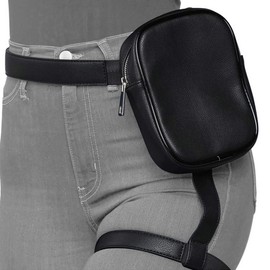 Thigh Harness Leg Bag Fanny Pack for Women Leather Waist Bag Drop Leg Pouch for Outdoor Hiking Cycling Riding (Black)