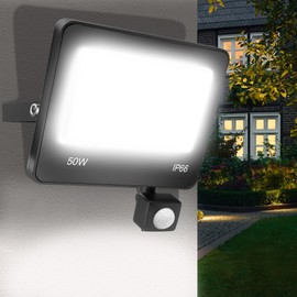 ANNIFUNLY LED Spotlight with Motion Sensor Outdoor, 50 W, 5000 lm, Super Bright Outdoor Spotlight, 6500 K, Cool White, LED Floodlight, Outdoor Lamp, IP66 Waterproof, Outdoor Light, Headlight for