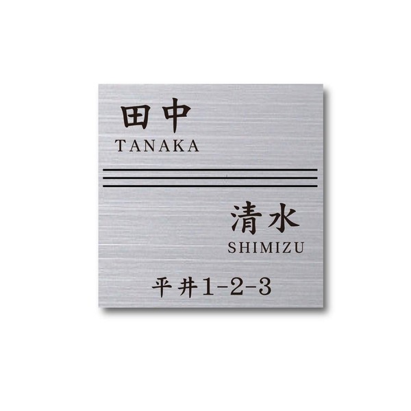 Nameplate, 2 Generation, Family, Address Included, Nameplate, Offices, Office Nameplate, Apartment, Detached, New, Moving, Company, Office, Meeting Room, Laser Engraving, Acrylic Nameplate, Easy to Apply (With Strong Double Sided Tape) (Silver Hairline, 