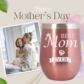 Best Mom Ever-Mother's Day Gift idea from Kids,Daughter,Son,Husband - 12 oz Stainless Steel Tumbler/Cup/Mug/Glass, Birthday Presents for World Best Mommy (Rose Gold)