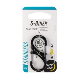 Nite Ize S-Biner SlideLock Locking Stainless Steel Carabiner (Black, 2)