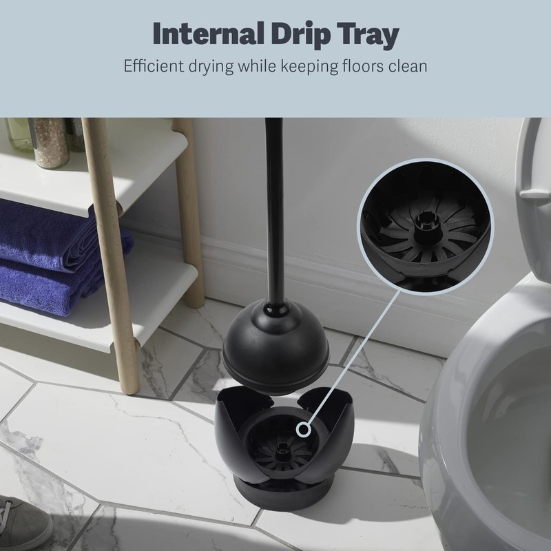 Casabella Toilet Plunger and Hideaway Caddy Combo for Bathrooms, 2-Piece