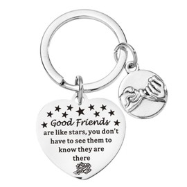 Friendship Keychain - Good Friends Are Like Stars Engraved Key Chain - Best Friend Gift Keychain for Any Occasion