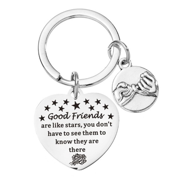 Friendship Keychain - Good Friends Are Like Stars Engraved Key