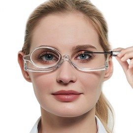 MARE AZZURO Eye Make Up Reading Glasses Women Folding Cosmetic Readers 100 125 150 175 200 225 250 275 300 350 400 500 600 (Transparent, 2.25)