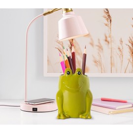 dgudgu Frog Pen Holder For Desk Pencil Holder Cute Pencil Holders & Pen Holders Resin Office Pen Holder Pen Organizer For Desk